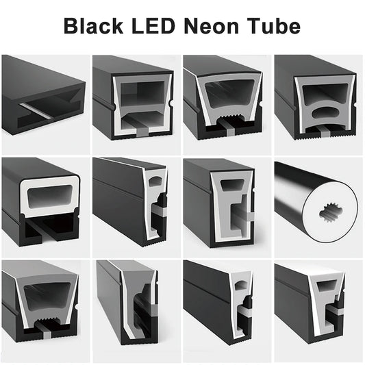 Black Led Neon Silica Gel Tube Diffuser Soft Rope Tube IP67 Waterproof For WS2812B SK6812 WS2811 5050 RGB Flexible Strip Light.