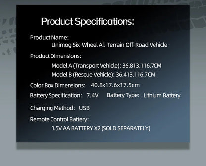 C8823 6WD RC Car 1/18 Off-road Remote Control Vehicle 2.4G High Speed Climbing Transport Rescue Crawler Model Toys for Children