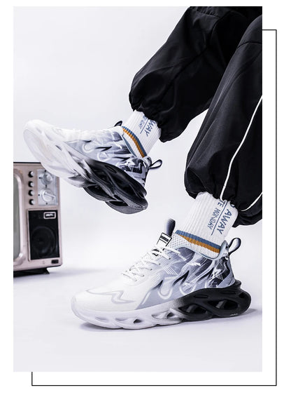 Men Running Shoes Mesh Breathable Flat Cushioning Soft Comfortable Sneakers Outdoor Gym Trendy Casual Jogging Shoes for Men