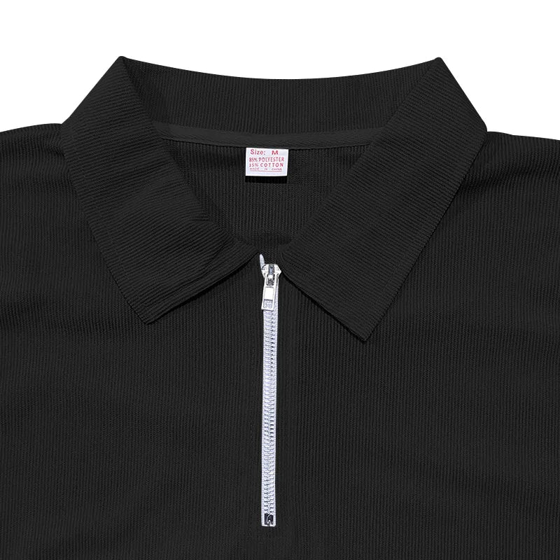 Sommer neue europäische und amerikanische Handel große Herren einfarbig Set mit Kragen, Kurzarm, Reiß verschluss Hosen Set, 2 Stück.