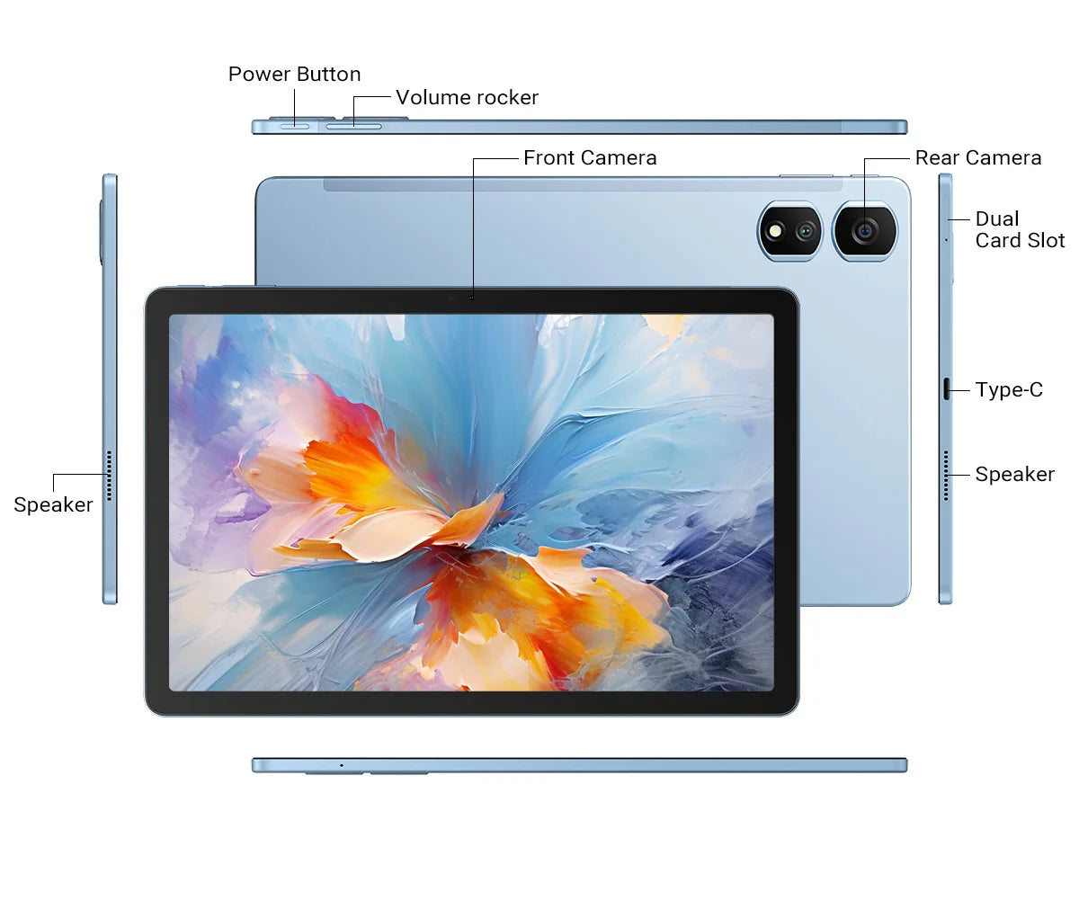 Blackview Android 14 Tab 16 Pro 11 Inch Touch Tablet 2K Screen 24GB +256GB 4G LTE+5G WiFi Gaming Tablets with Protective Shell