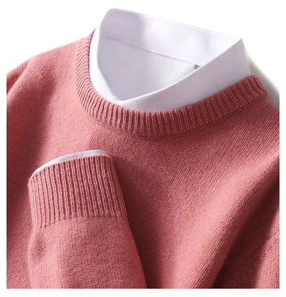 Men Cashmere Sweater O-neck Soft Warm Pullovers Male Loose Knitted Shirt Autumn Winter Korean Casual Jumper Pull Homme 17colors.