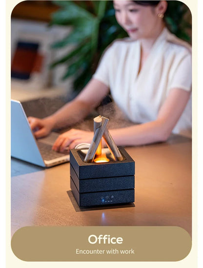 280ml Flame Aroma Diffuser USB Air Humidifier Colorful Atmosphere Light and Remote Control Bonfire Essential Oil Aroma Diffuser.