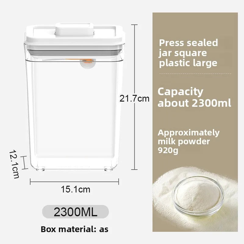 Square press storage tank sealed tank kitchen grains plastic candy jar fruit powder box transparent storage tank