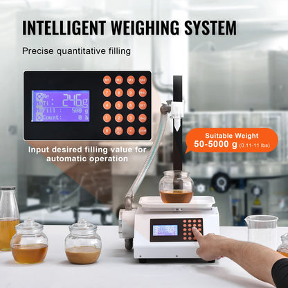 SucceBuy Automatic Liquid Filling Machine Bottle Water Filler Gear Pump Digital Control for Perfume Beverage Olive Oil 50-5000g.