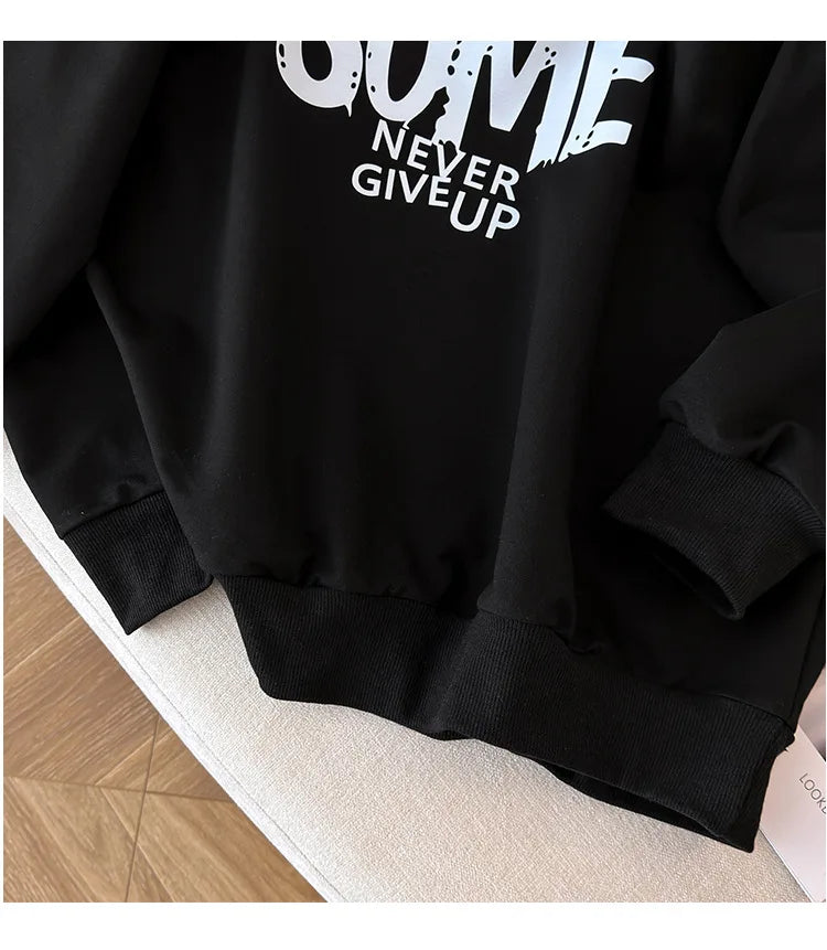 170kg plus size Damen büste Frühling Herbst Winter lose O-Neck Sweatshirt Langarm lässig Top 6xl 7xl 8xl 9xl 10xl 11xl