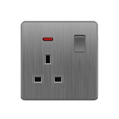 Große Neigungssteckdose im nordischen Stil, grau, 13 A, elektrische Schaltersteckdose nach britischem Standard, universelle Wand-Doppelsteckdose mit USB-Anschluss 2,1 A