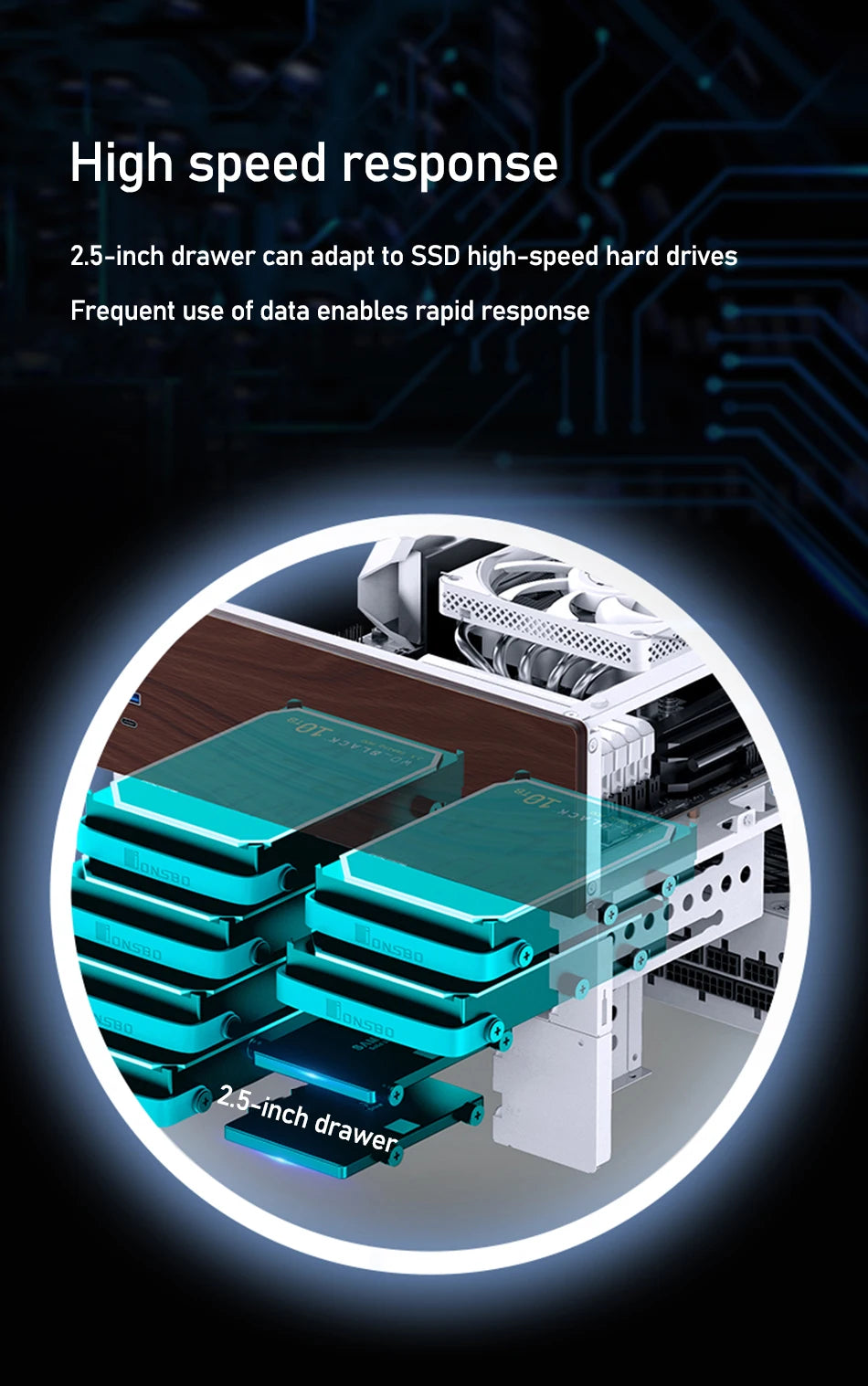 JONSBO N4 NAS Mini Case ITX/M-ATX Motherboard SFX Power 6 Large and 2 Small Hard Disk Bit Home Office Server PC Chassis.