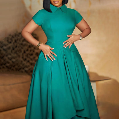 Elegante Kirchenkleider für Frauen, plissiert, A-Linie, kurze Ärmel, unregelmäßige Länge, edle, bescheidene afrikanische Kleider, Party-Anlass, weiblich