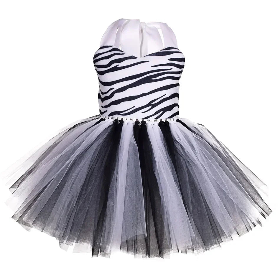 Halloween Tier Cosplay Kostüm für Kinder Wald Thema Kühe Tiger Giraffe Leopard Zebra Tutu Kleider Performance Tanz Sets