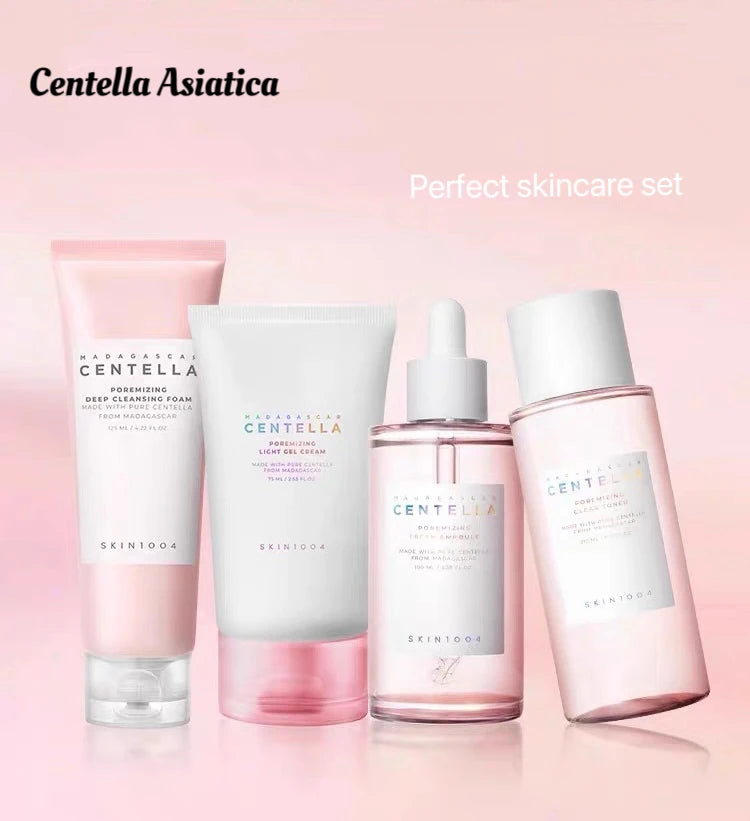Korean Centella Original Products Pink Salt Fresh Ampoule Toner Facial Serum Cleanser and Moisturiser Cream Skincare Full Set.