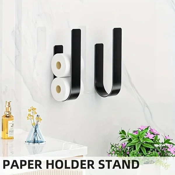 3-in-1-Toilettenpapierhalter zur Wandmontage mit Handtuchhalter und Haken – schwarzes Metall, platzsparendes Design für Badezimmer, Küche, Wohnzimmer