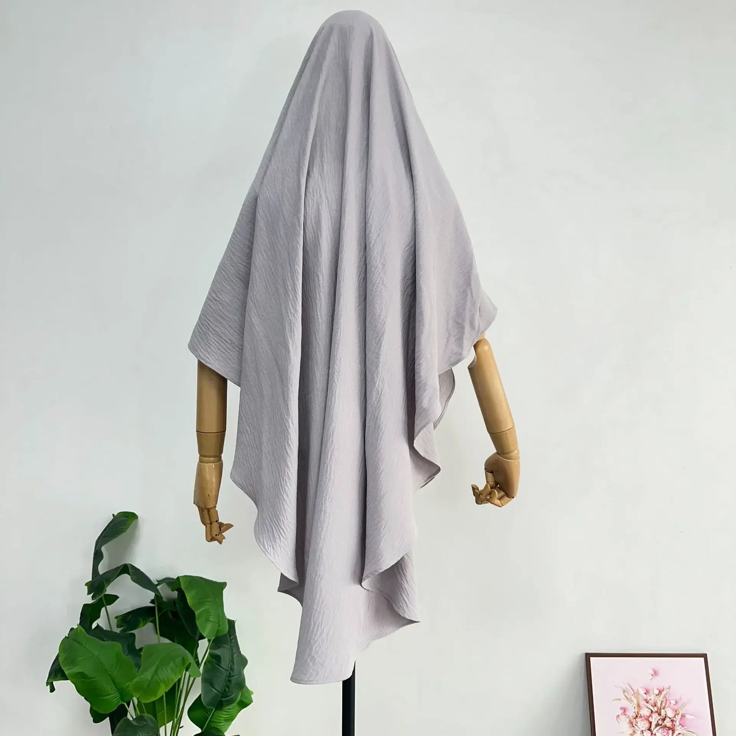 2025 Summer Muslim Women's Hijabs Traditional Soft Plain Scarf Khimar One Layer Stretch Soft Split Traditional Zip Chador.