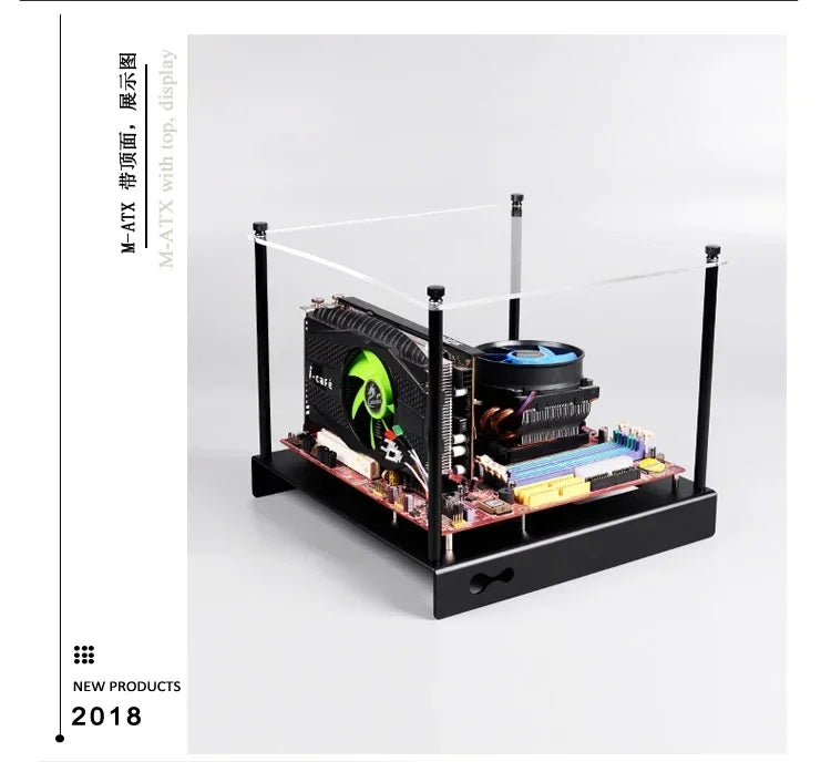 Mini MATX Computer Case Aluminum Bracket PC-ZB01-ITX M-ATX/ATX  All Aluminum Computer Chassis Open Small Chassis Micro ATX HTPC.