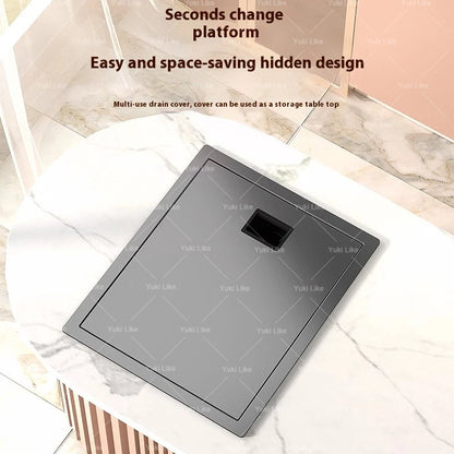 Small Hidden Sink Stainless Steel Kitchen Sink Mini Bar Single Slot Touring Car Wash Basin With Cover Plate Apartment