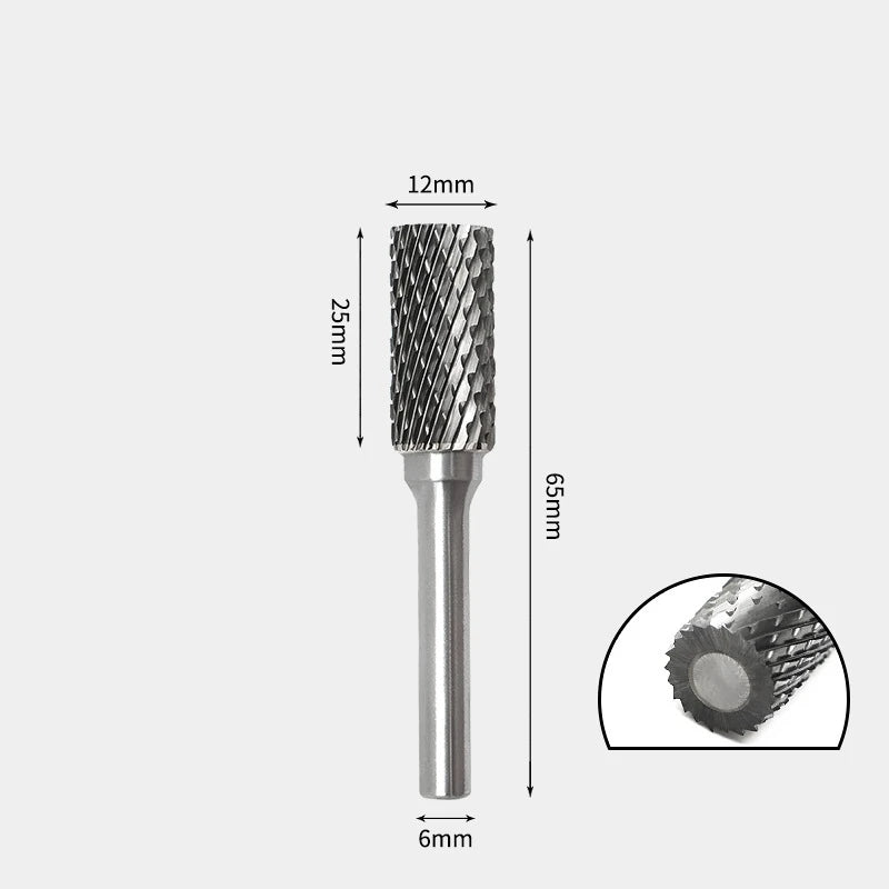 Hartmetallfräser, Wolframstahl-Schleifkopf, zylindrisch 6 mm, AE AX AX Metallfräser