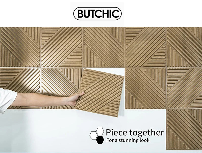 12pcs 30x30cm 3D Stereo Wall Panel Diamond Champagne gold Wood grain tile 3D wall sticker Wood grain living room Bathroom paper