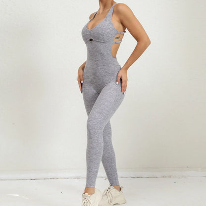 Seamless Yoga Jumpsuits Sports Fitness Peach Hip Raise Cross Beauty Back Dance Belly Contracting One-piece Tracksuits for Women