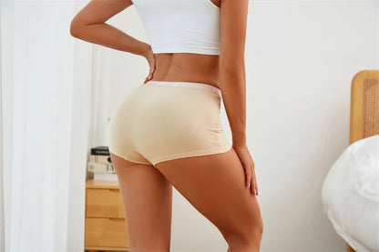 3Pcs Women's Panties Cotton Seamless Sports Boxers Underwear Female Solid Color Briefs Lingerie Intimate Underpant Finetoo S-XXL.