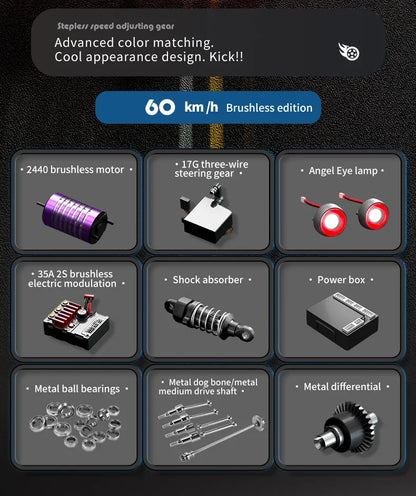 16307PRO 1:16 70KM/H Brushless Remote Control Car High Speed Drift Racing Car Four Wheel Drive Off Road Vehicle Boys Toy Gift