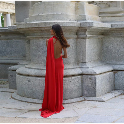 Elegante Feste Band Frauen Halfter Kleid Off Schulter Ärmellose Backless Dünne Weibliche Maxi Kleider 2025, Sommer Neue Chic Dame Robe