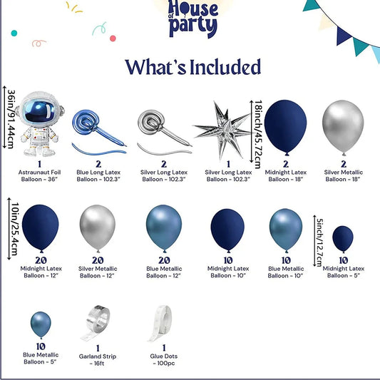 112 Stück Weltraum-Astronauten-Ballonbogen-Set, Geburtstagsparty-Set für Kinder, Galaxie, Säule, Sterne, Ballon, Party-Dekoration.