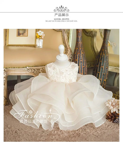 Blumenmädchenkleid Hochzeitskleid 2024Neues Modenschau-Performance-Kleid zum ersten Geburtstag für Kinder Prinzessinnenkleid für Mädchen Flauschig.