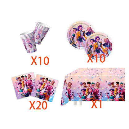 Neue Kpop Dämon Jäger Thema Einweg Geschirr Set Party Liefert Huntrix Saga Jungen Kuchen Topings Geburtstag Party Dekoration.