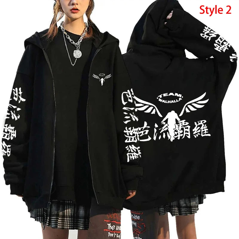 New anime Tokyo Revengers Printed Zipper Hooded Fashion Women Men cosplay Sweatshirt Casual Autumn Winter Sport Long Sleeve Top.