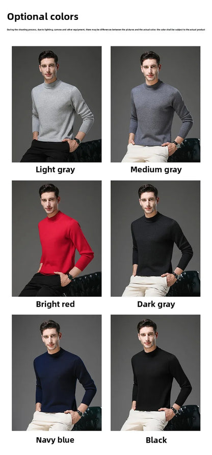 High End Wool Anti-pilling Blended Fashion Brand Half Turtleneck Knit Pullover Casual Sweater Mens Jumper Designer Clothing.