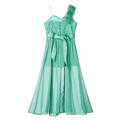 Elegantes Partykleid für Mädchen, Hochzeit, Geburtstag, Abschlussball, Bühne, Festzug, glänzende Pailletten, Perlenapplikation, Spitze, Chiffon, Overall-Kleider