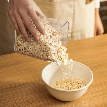 Kitchen Plastic Container Organizer Moisture-Proof Sealed Tank Square Transparent Grain Storage Jar Dried Fruit Snack Box Cans.