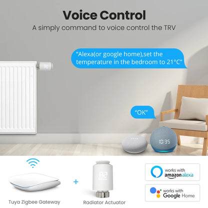 AVATTO Tuya ZigBee3.0 Thermostat Radiator Actuator Smart TRV Thermostatic Valve Controller Works With Alexa Google Home Alice.