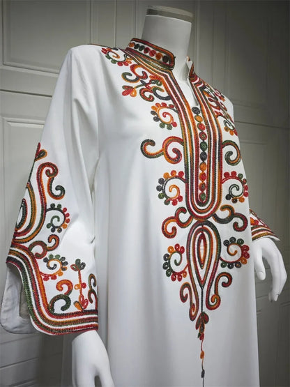 Ramadan Muslimische Damen bestickte lose Abaya-Kleider für Frauen Gala Marokko Dubai Eleganter lässiger Kaftan