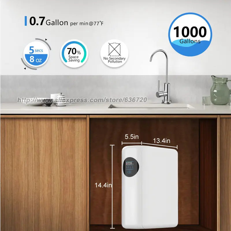 RO Reverse Osmosis Water Filtration System - 1000 GPD Fast Flow, Tankless, Reduces TDS, Compact, Household and Commercial Usage.