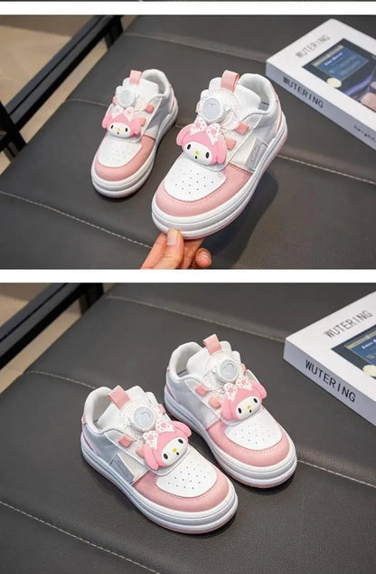 Children's Cute Melody Casual Board Shoes Girl's Cartoon Sneakers Spring and Autumn New Kawaii Kuromi Anti Slip Soft Sole Shoes.