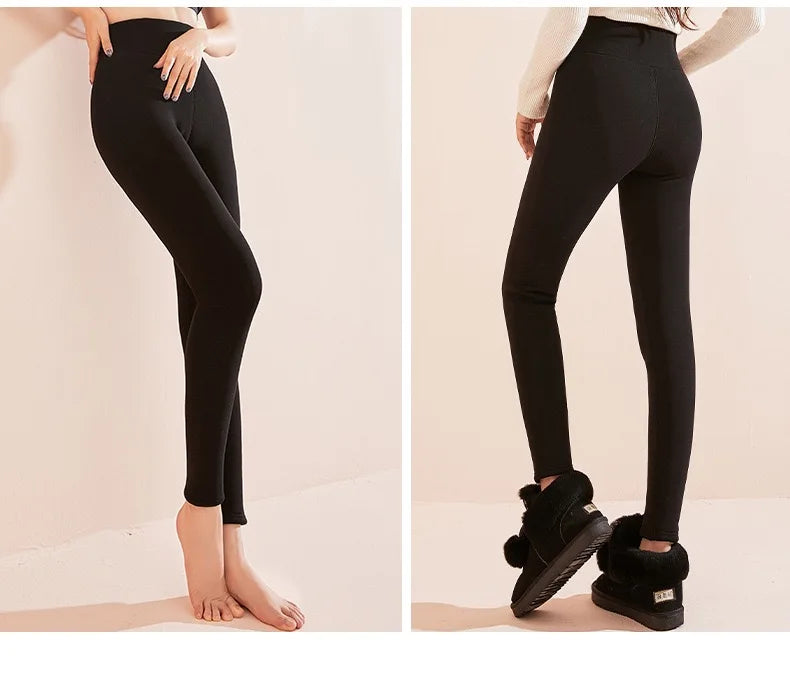 1pcs Winter Leggings Women Cotton Extra Thick Warm Pants Fashion Thermal Legging Slim Black Elastic High Waist Solid Leggings.