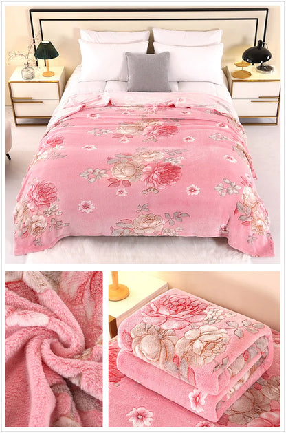 Bonenjoy 1pc Blanket Floral Style Bedspread Fleece Blanket Plaid Travel Shawl Sofa Nap Blankets Home Bedsheet manta.