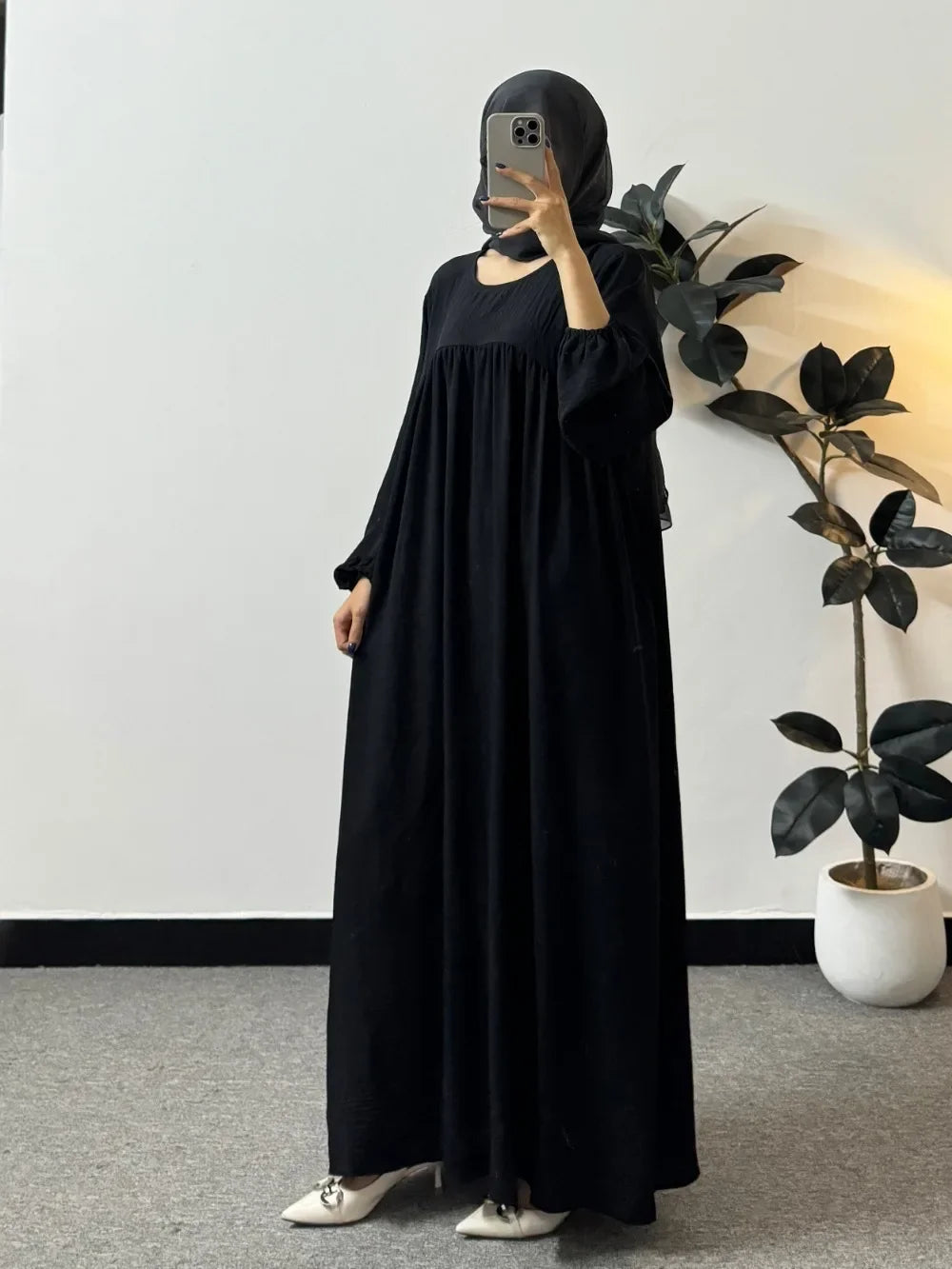 Full Sleeve Loose Maxi Prayer Dress Muslim Modest Dresses Jilbabs Casual Solid Pockets Robe Long Ramadan Dress Women Abayas