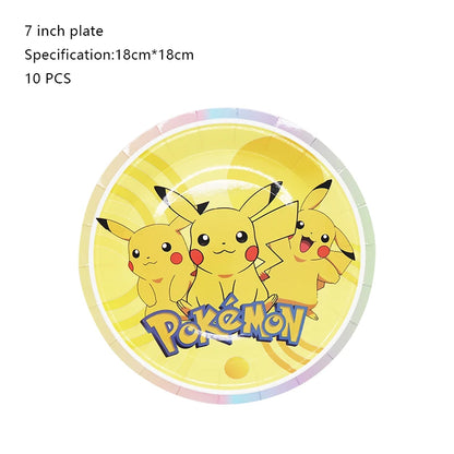 Pokemon Geburtstag Party Dekoration Neue Ligntning Pikachu Ballon Kid Event Liefert Einweg Geschirr Banner Hintergrund Platte