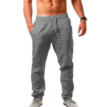 Korean Summer Men's Cotton Pants New Breathable Solid Color Comfortable Pants Fitness Yoga Jogging Sweatpants Streetwear.