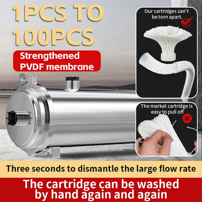 DIVEDEER PVC Filter Cartridge Water Purifier PVDF Ultra Filtration Water Purifier with Cleaning Tube Kitchen Drinking Water.