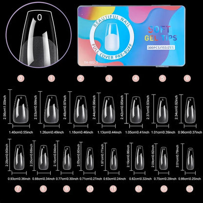 120-600Pcs False Nail Tips Soft Gel Fingertip Semi-matte Square French Coffin Full Half Cover Artificial Fake Nails Extension