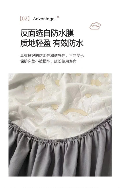 Flower Pattern Adjustable Fitted Sheet Quilted Cotton Fabric Mattress Protector With Elastic Band 90/120/150/180 Solid Color Bed.