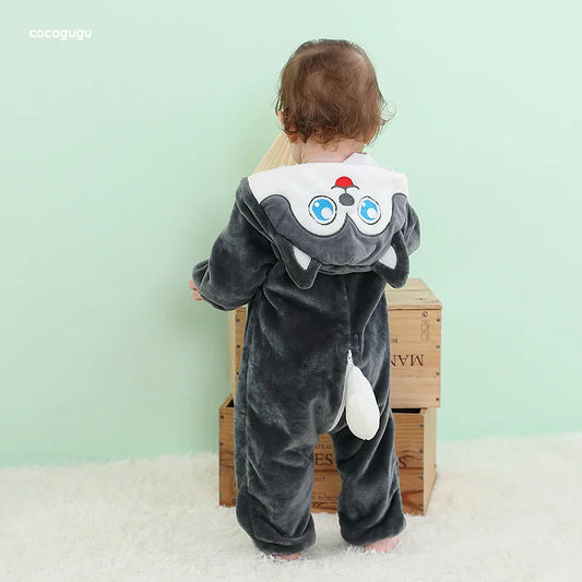 Husky Stram pler Baby Boy Girl Pyjama Neugeborene Bebe Kleidung niedlichen Body suits Flanell warmes einteiliges Winter Halloween Tier Outfit.