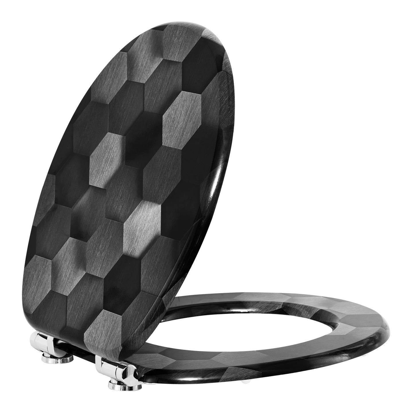 O-förmiger Toilettensitz, verstellbare Scharniere, Toilettendeckel mit Motiv, Soft-Close-Mechanismus für Badezimmer