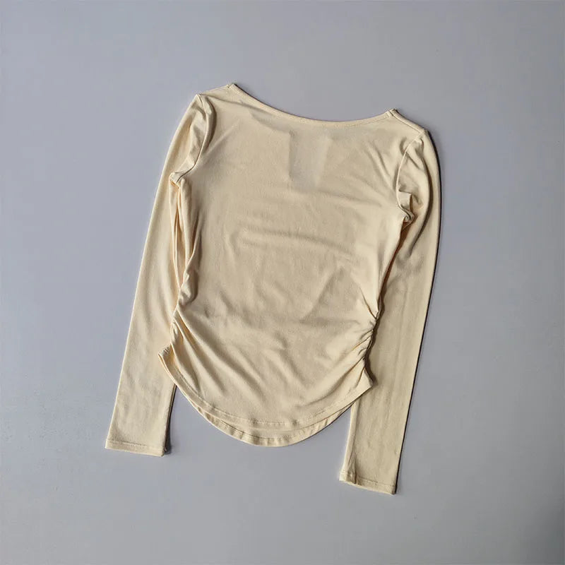 Sports Top Women's Autumn Slim Fit Small V-neck Quick Drying Yoga Clothes Running Fitness Pilates Long Sleeves Outwear T Shirts.