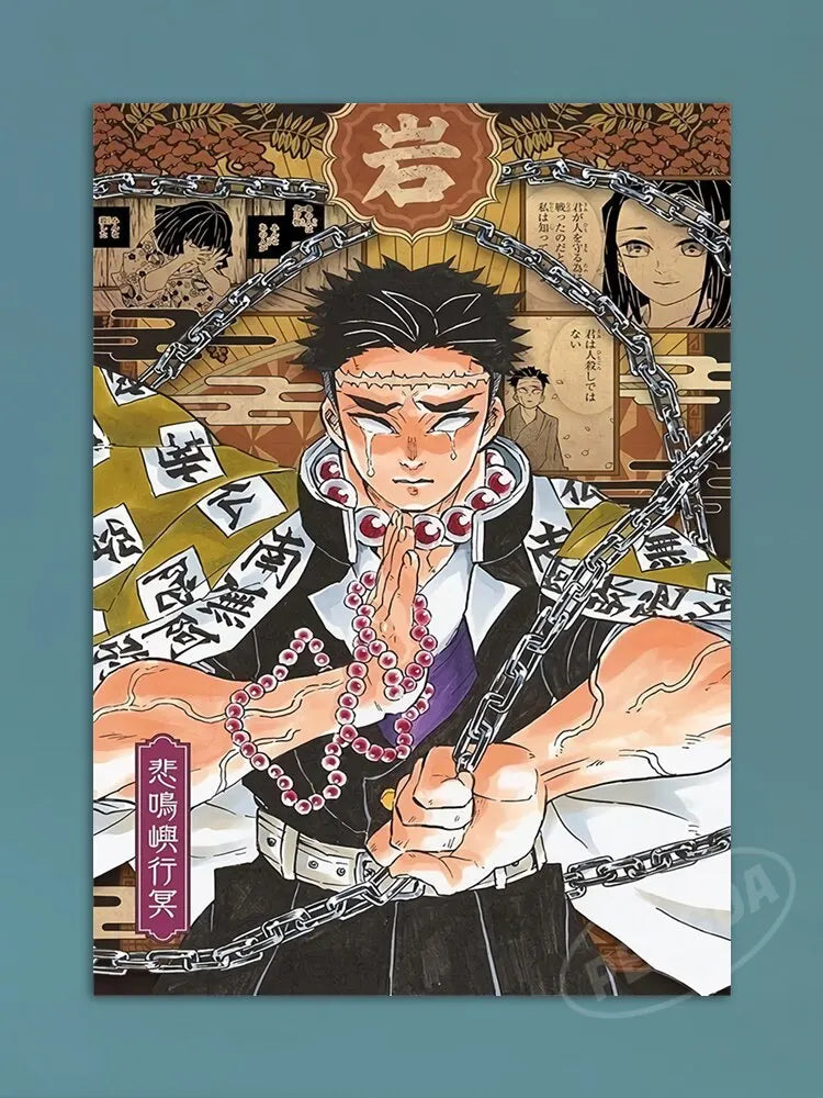 Modern Anime Canvas Wall Art  Demon Slayer Shinazugawa Sanemi Poster  Modular Home Decor for Living Room  Printed Painting.