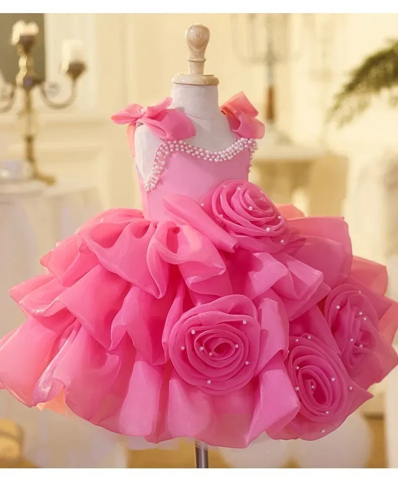 2025 Prinzessinnenkleid zum ersten Geburtstag für Mädchen, neue Hochzeit, Blumenmädchen, Klavieraufführung, Host-Kleid, Party-Kleidung, Outfits, passendes Bankett.