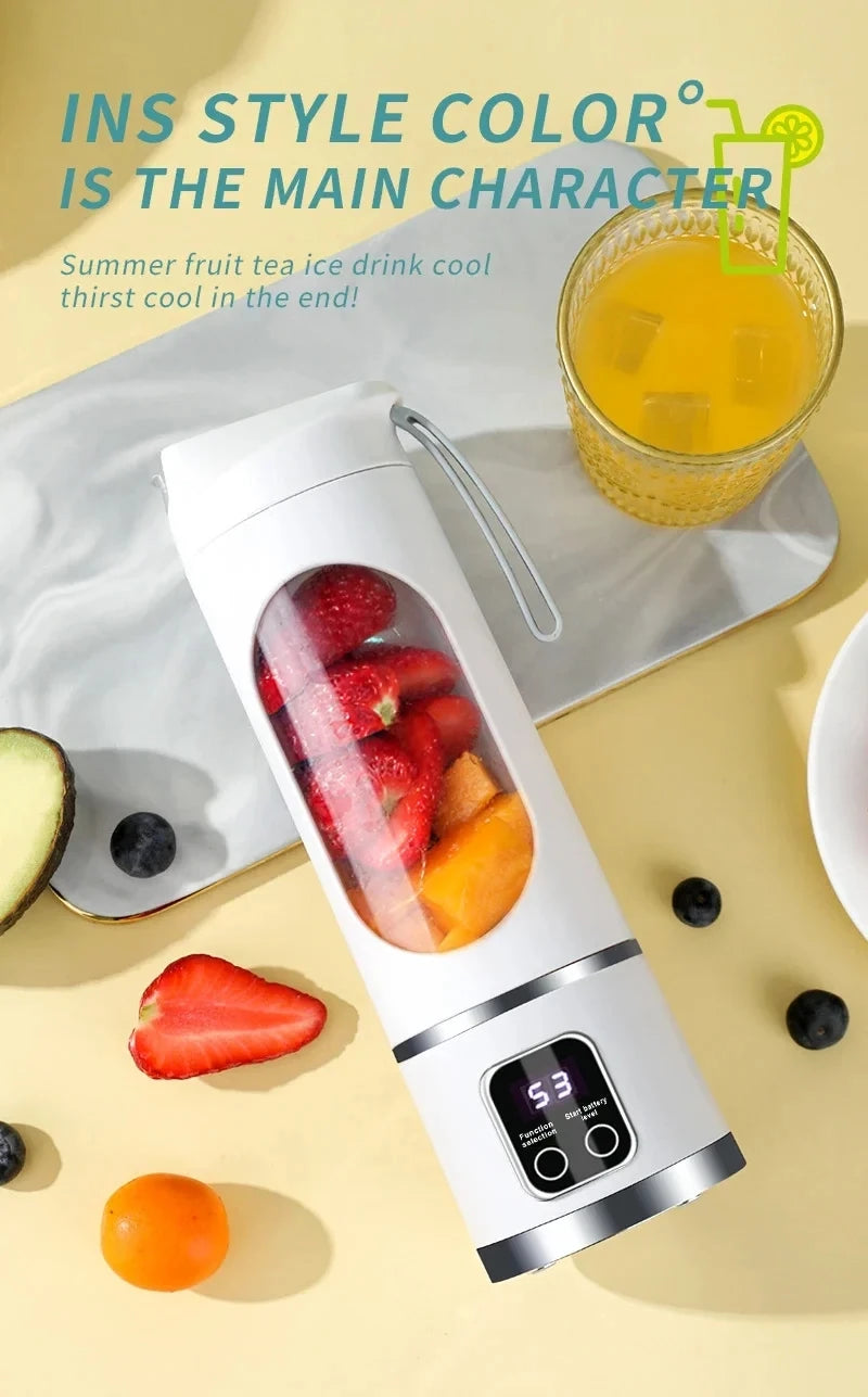 2025 New Household Charging MINI Crushed Ice Electric Juicer Powerful Motor 450ML Large Capacity Digital Display Juice Cup.